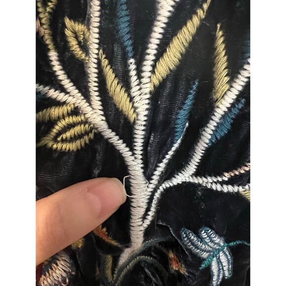 Johnny Was Gen Boho Velvet Floral Embroidered Kimono Jacket Cardi XS Fits S M L - Picture 10 of 10